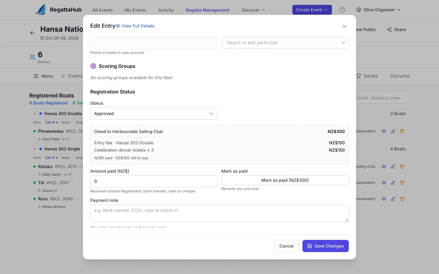 Finding unpaid entries and recording a payment